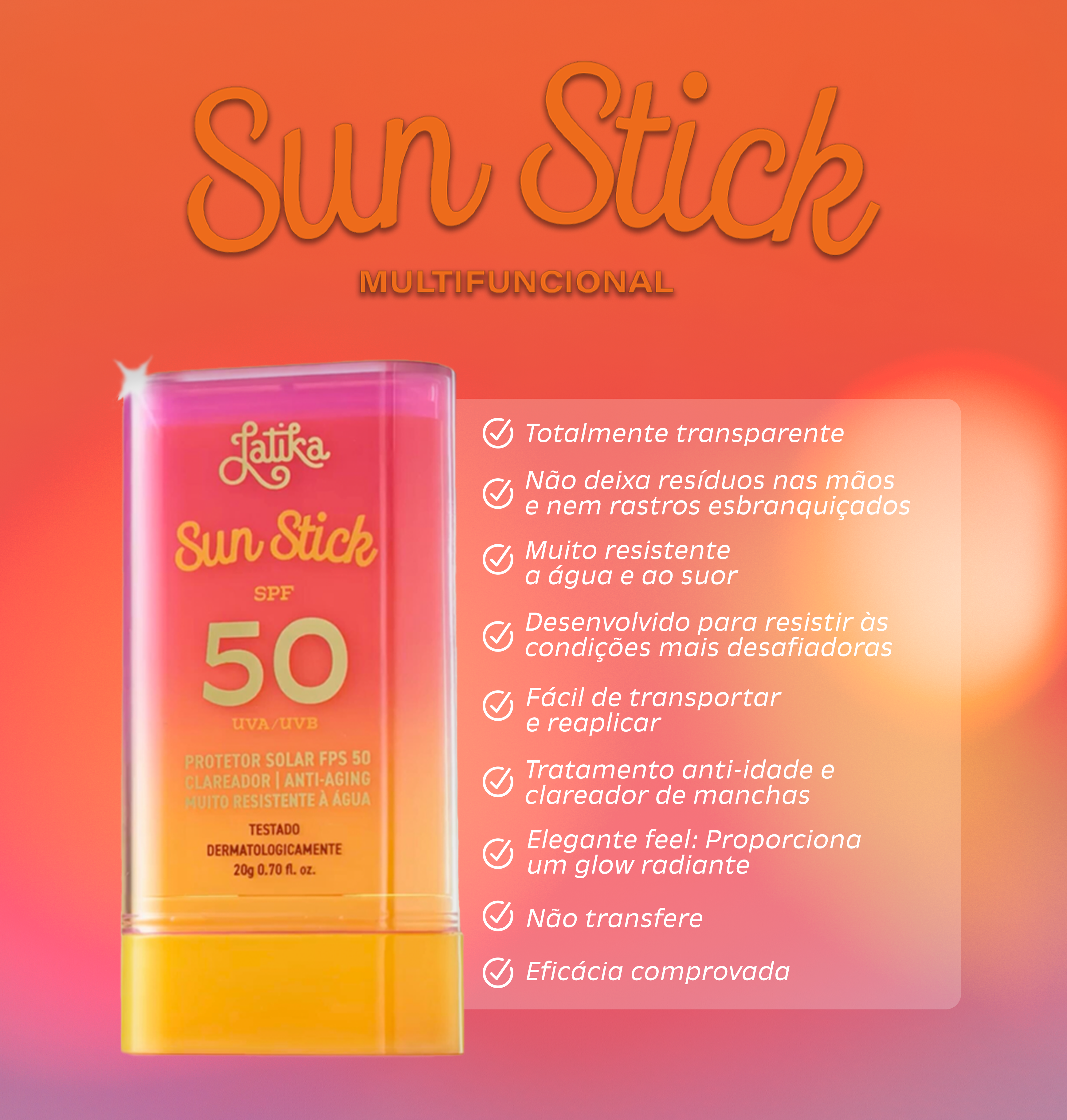 Protetor Solar em Bastão Sun Stick FPS 50 20g
